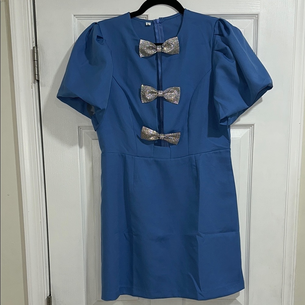 Mini Dress with Silver Bows NWOT